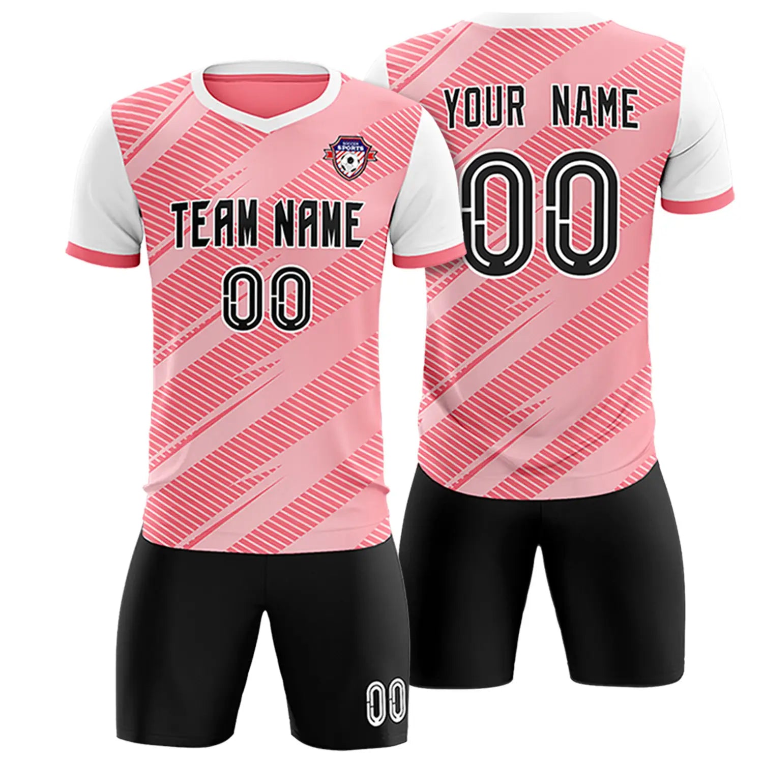 Custom Light Red White Casual Sport Soccer Sets Jersey