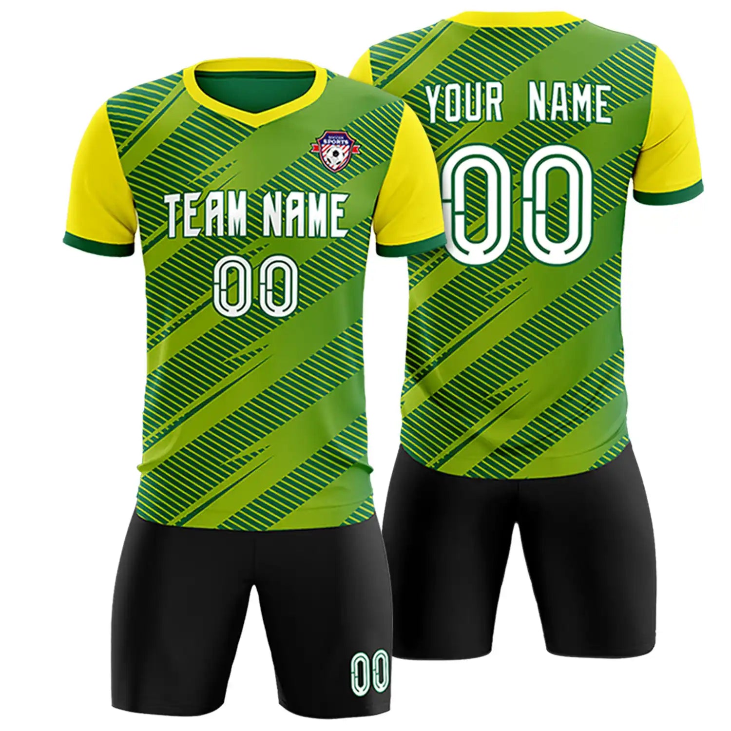Custom Green Gold01 Casual Sport Soccer Sets Jersey