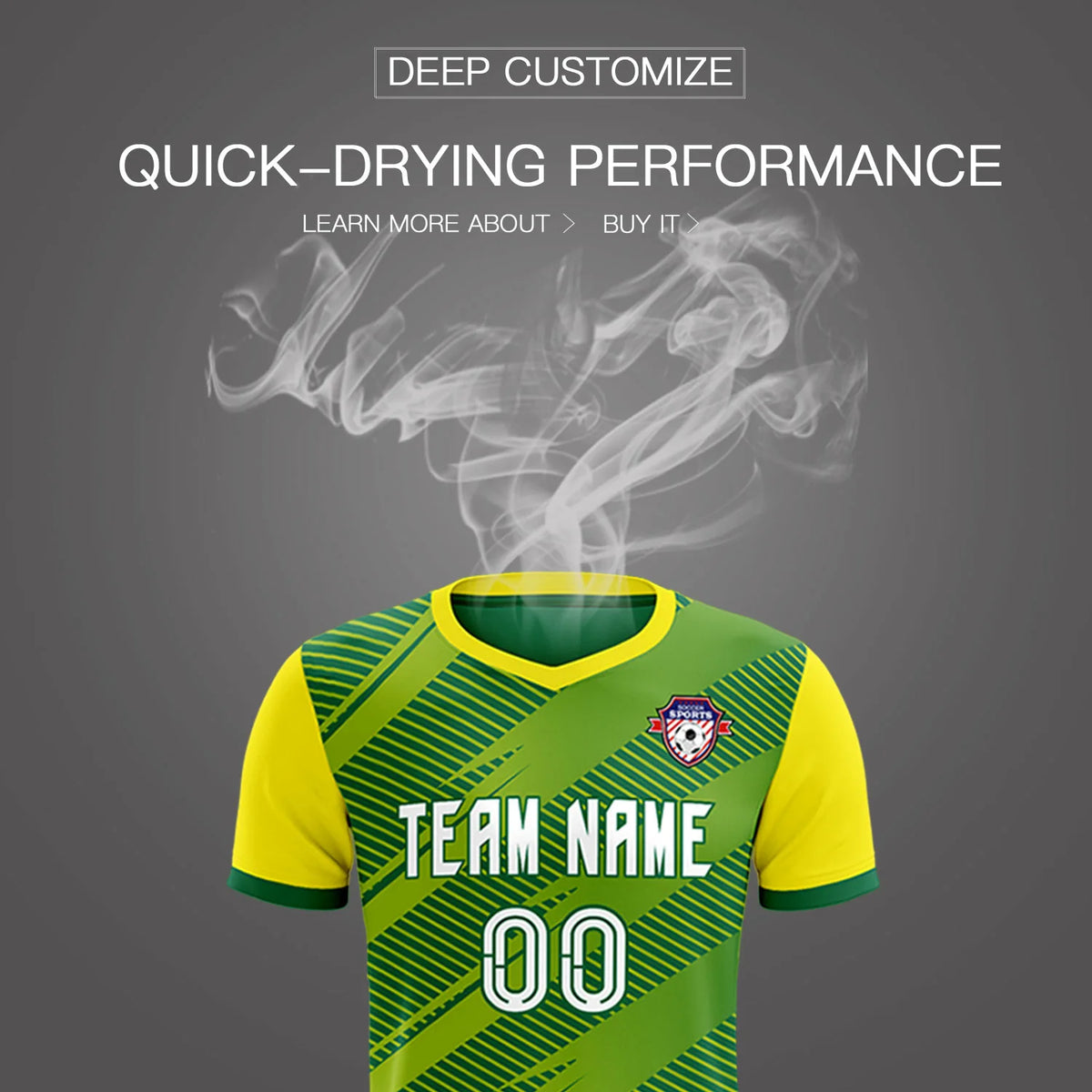 Custom Green Gold01 Casual Sport Soccer Sets Jersey