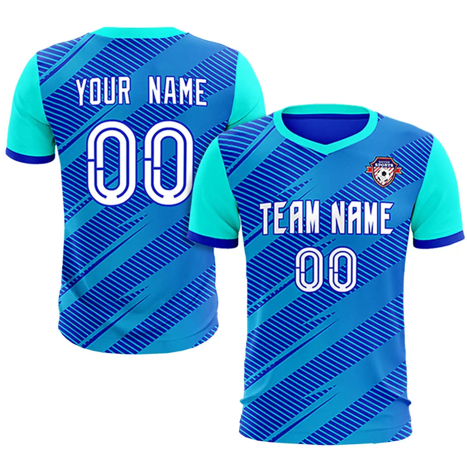 Custom Royal Blue Sky Blue Casual Sport Soccer Sets Jersey