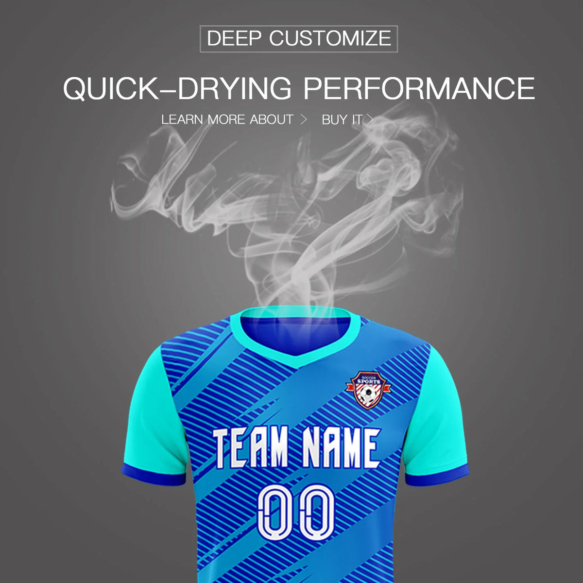 Custom Royal Blue Sky Blue Casual Sport Soccer Sets Jersey