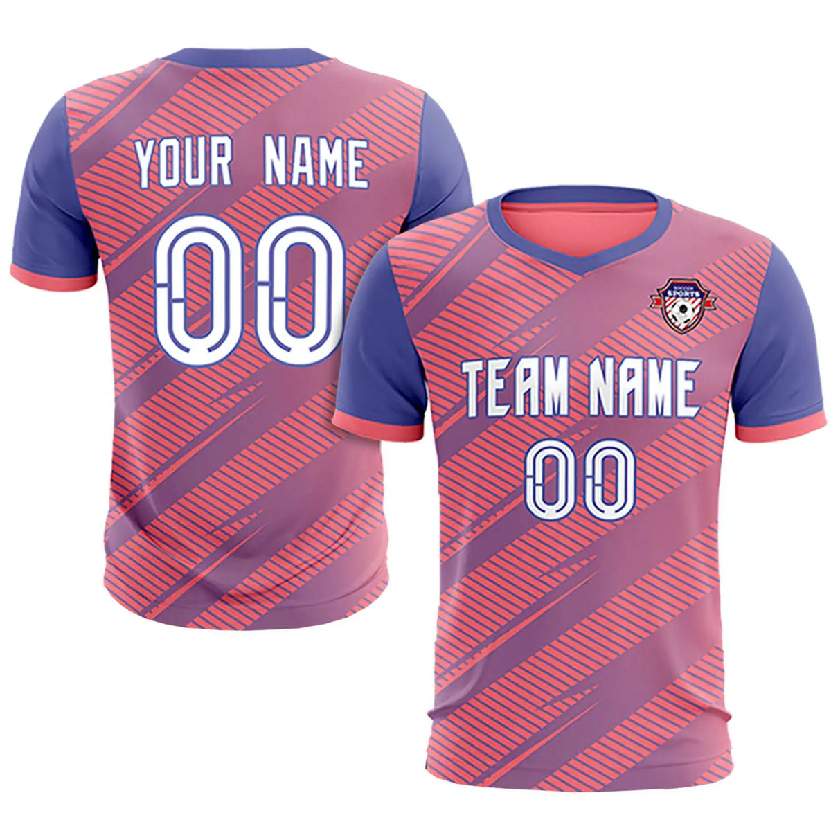 Custom Light Red Light Purple Casual Sport Soccer Sets Jersey