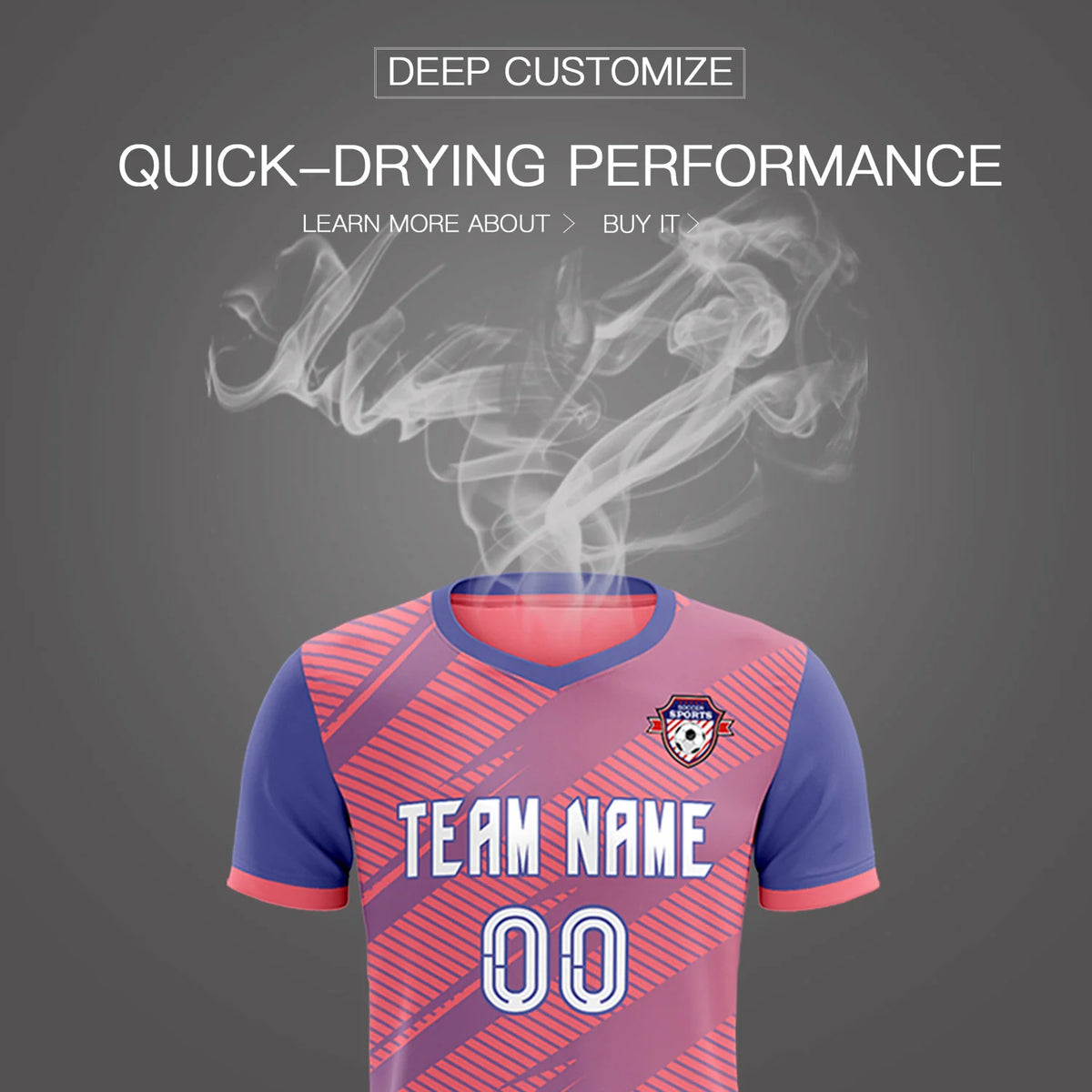 Custom Light Red Light Purple Casual Sport Soccer Sets Jersey