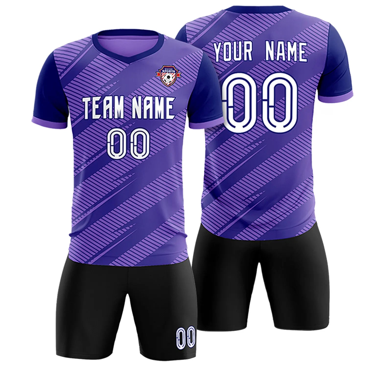 Custom Light Purple Navy Casual Sport Soccer Sets Jersey