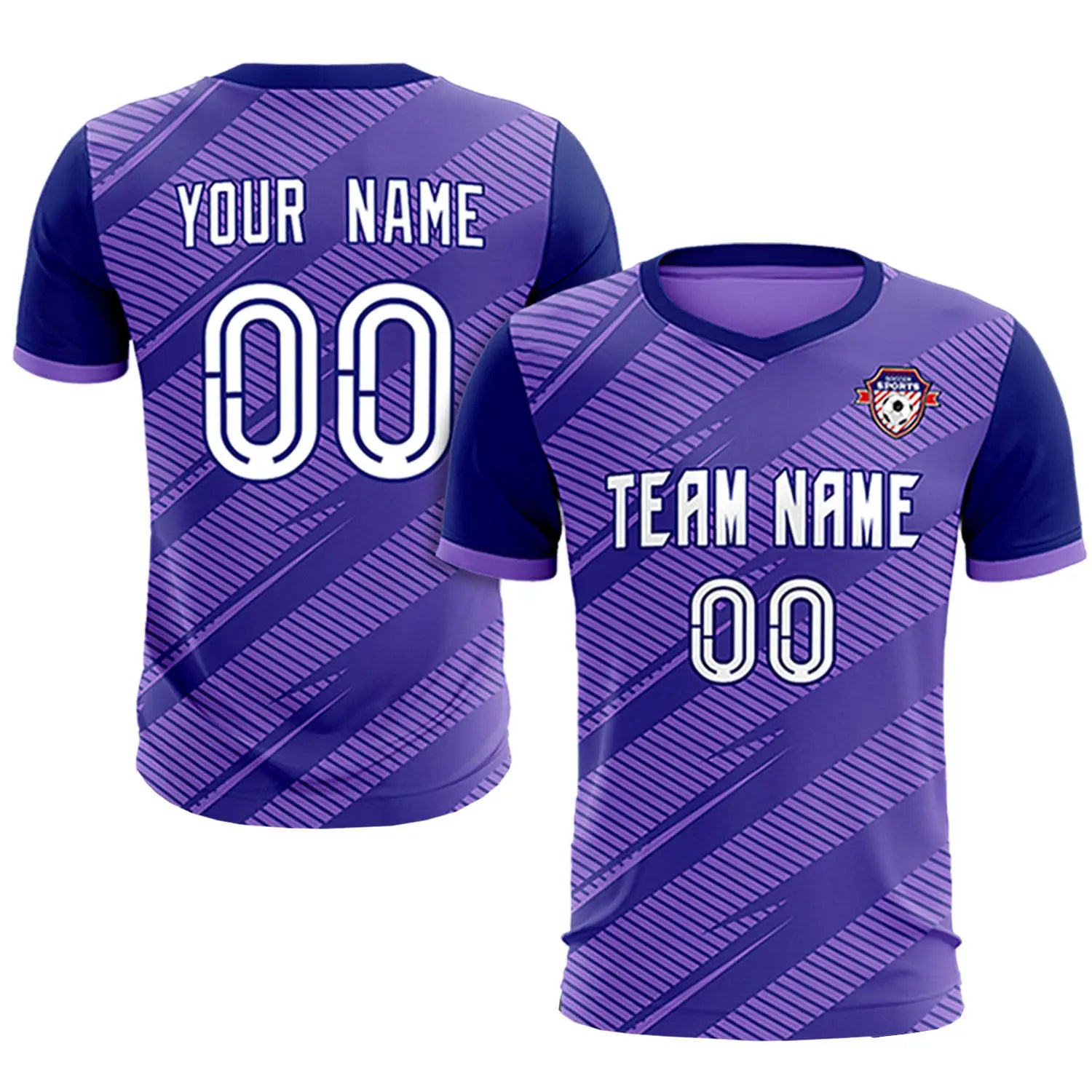Custom Light Purple Navy Casual Sport Soccer Sets Jersey