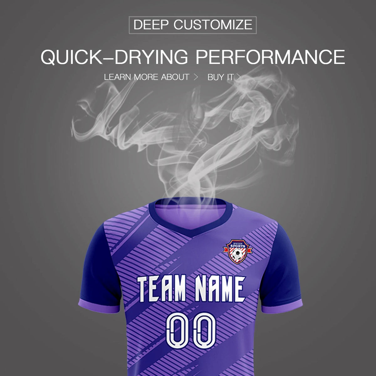 Custom Light Purple Navy Casual Sport Soccer Sets Jersey