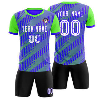 Custom Royal Blue Neon Green Casual Sport Soccer Sets Jersey - Style 1