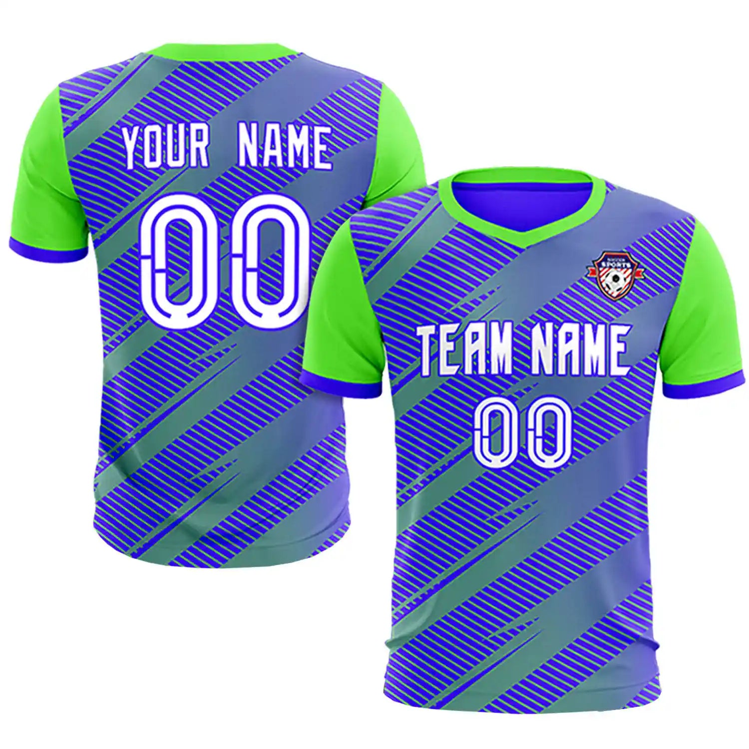 Custom Royal Blue Neon Green Casual Sport Soccer Sets Jersey