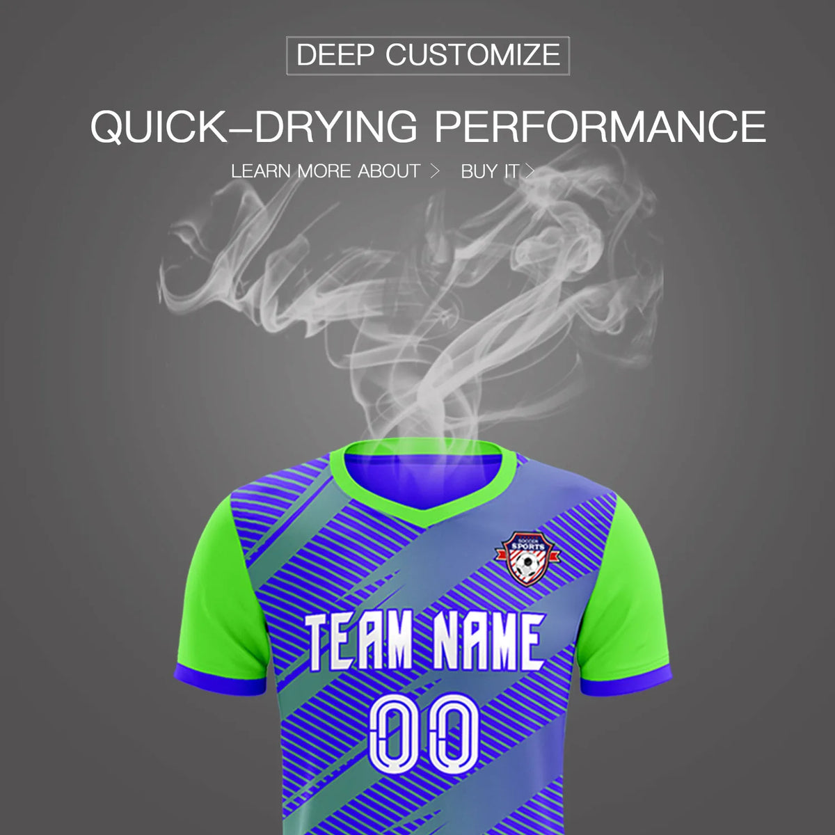 Custom Royal Blue Neon Green Casual Sport Soccer Sets Jersey