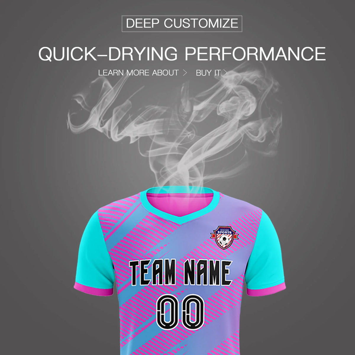 Custom Pink Sky Blue Casual Sport Soccer Sets Jersey