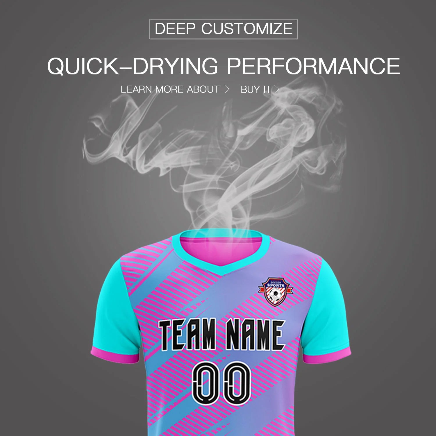 Custom Pink Sky Blue Casual Sport Soccer Sets Jersey