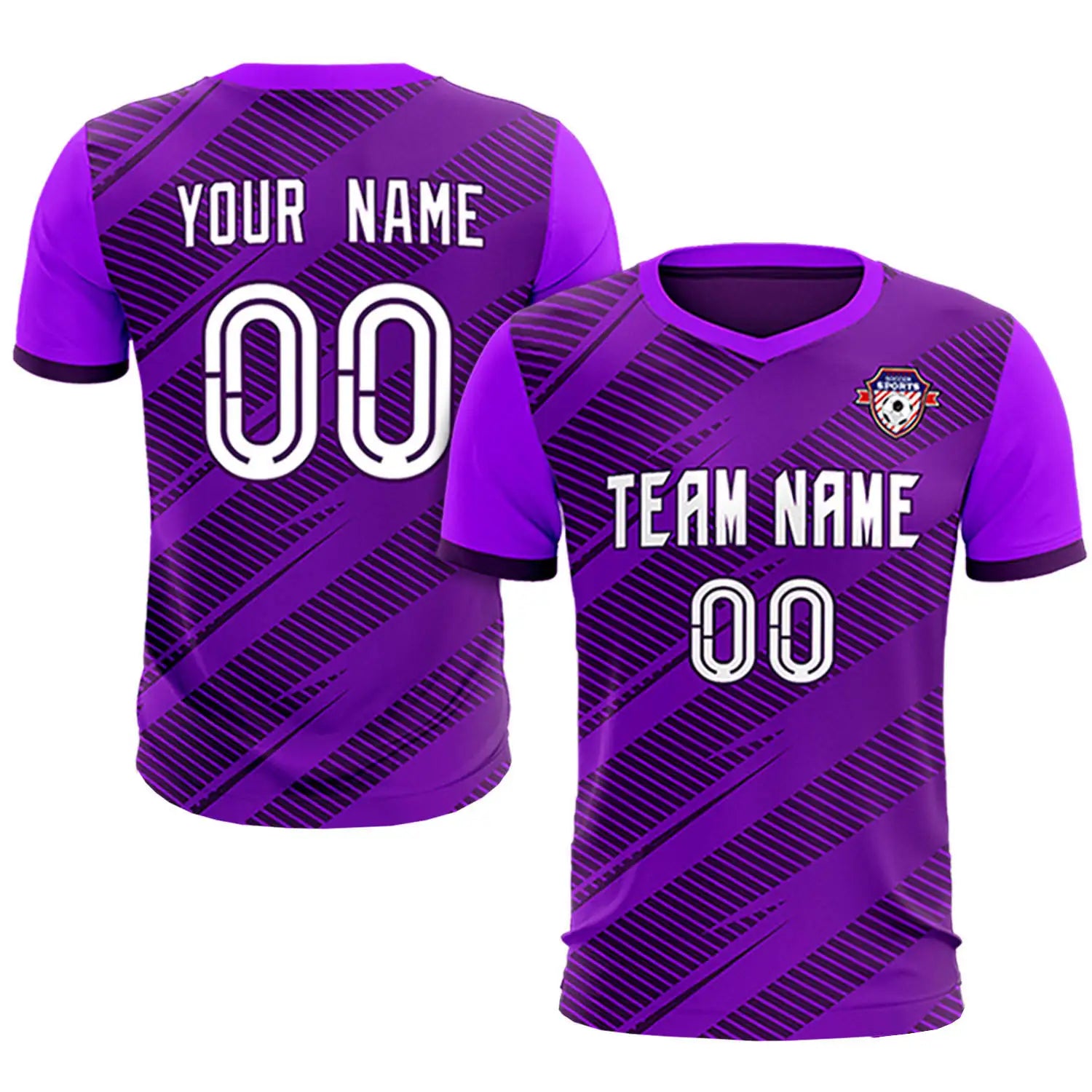 Custom Dark Purple Light Purple Casual Sport Soccer Sets Jersey