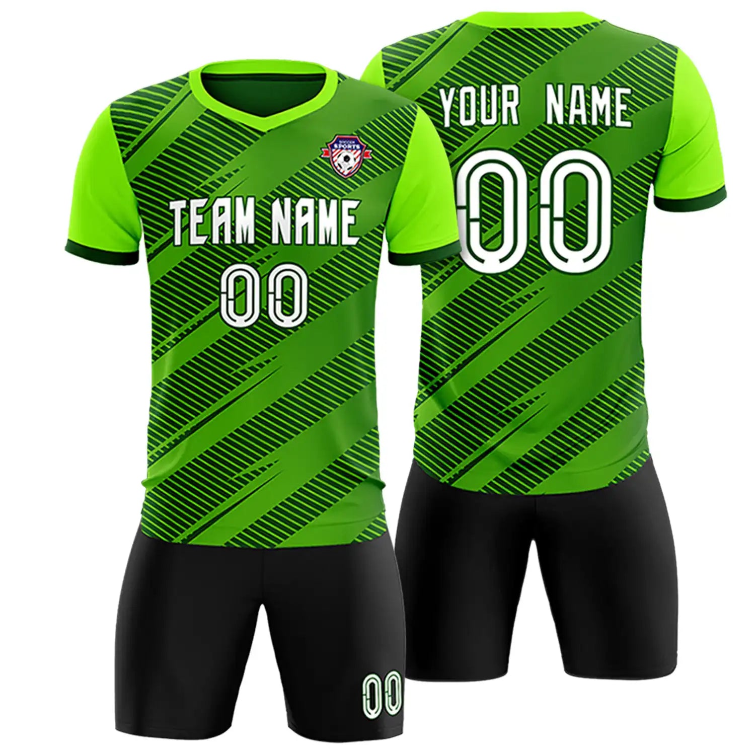 Custom Green Neon Green Casual Sport Soccer Sets Jersey