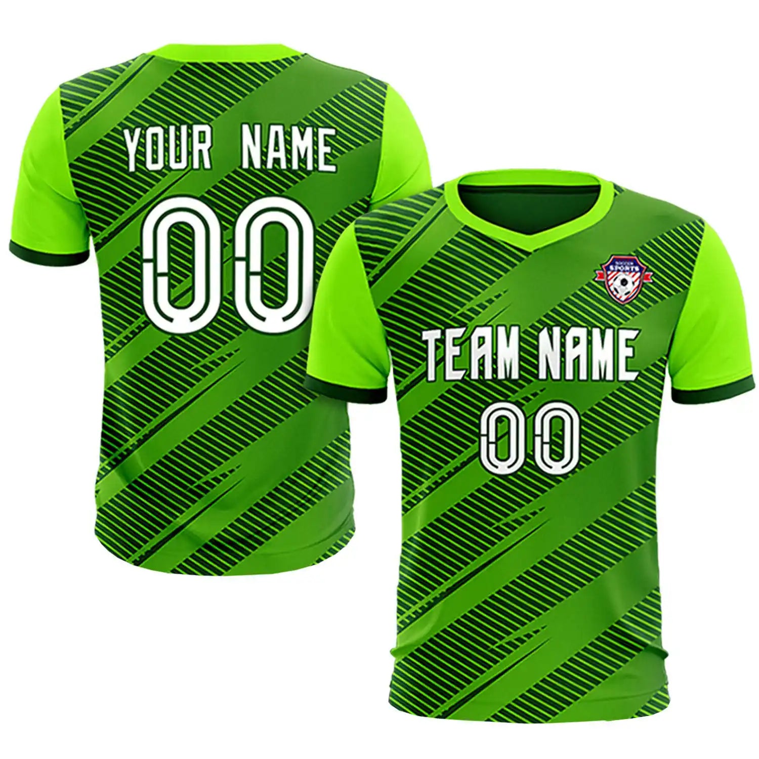 Custom Green Neon Green Casual Sport Soccer Sets Jersey