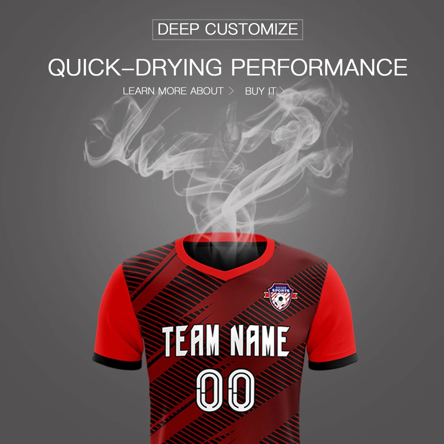 Custom Black Red Casual Sport Soccer Sets Jersey