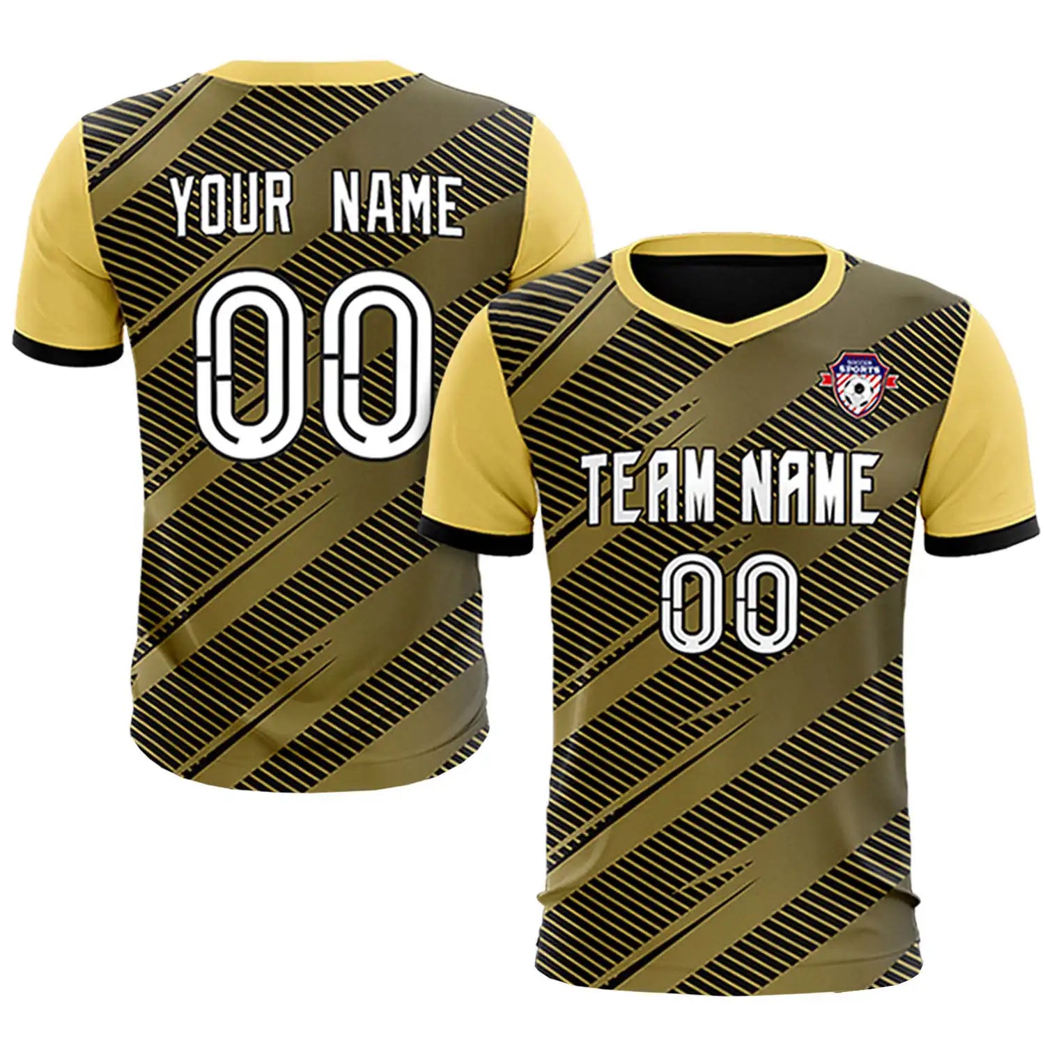 Custom Black Khaki Casual Sport Soccer Sets Jersey