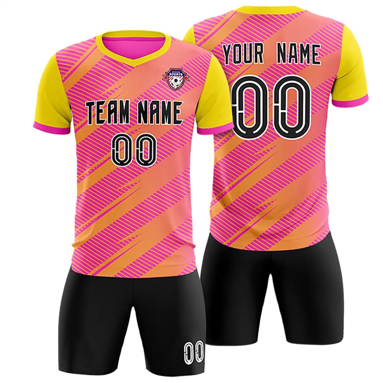 Custom Pink Gold01 Casual Sport Soccer Sets Jersey