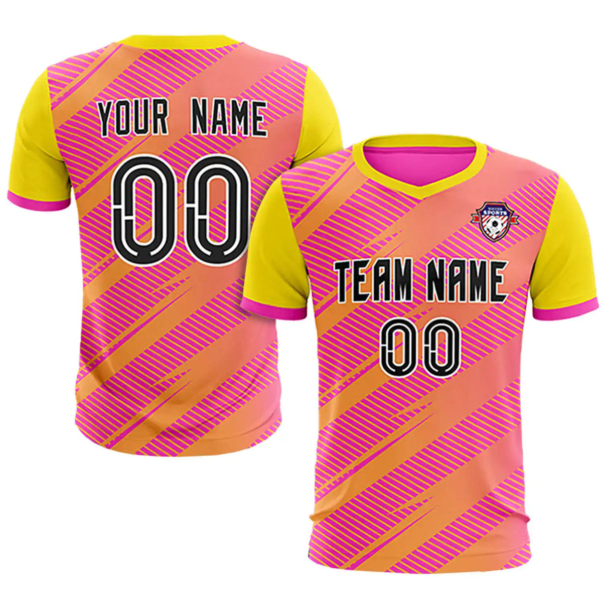Custom Pink Gold01 Casual Sport Soccer Sets Jersey