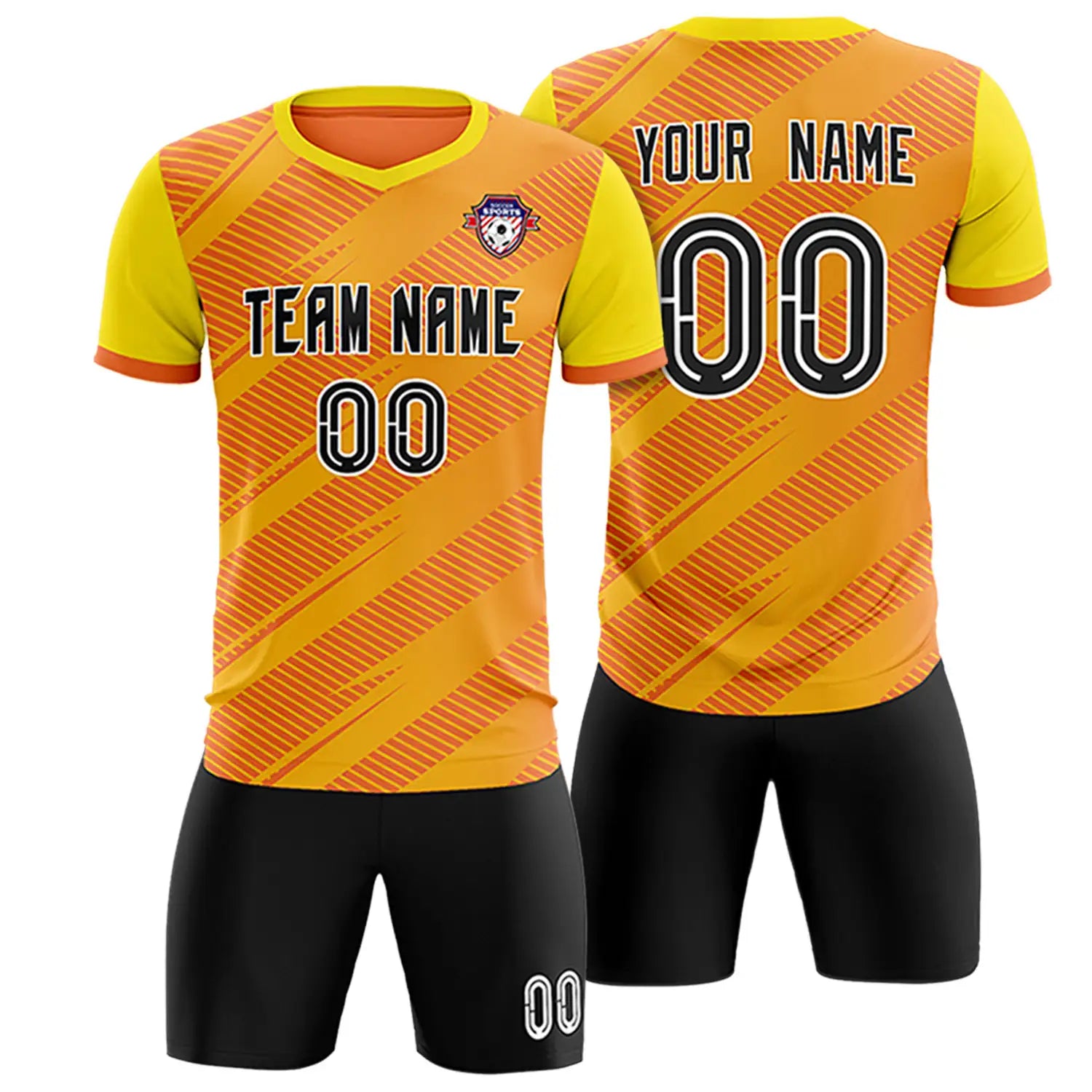 Custom Orange Gold01 Casual Sport Soccer Sets Jersey