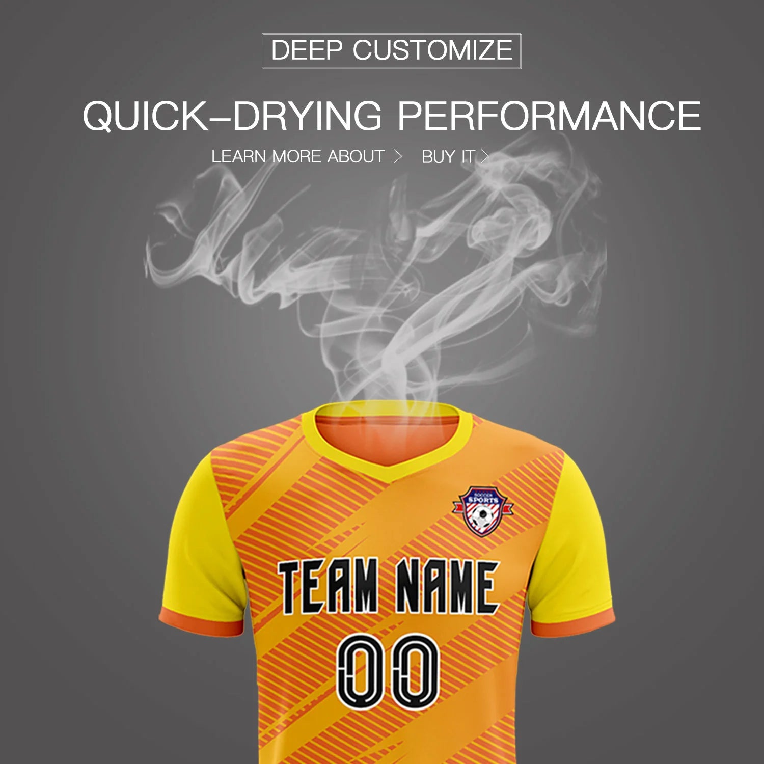 Custom Orange Gold01 Casual Sport Soccer Sets Jersey