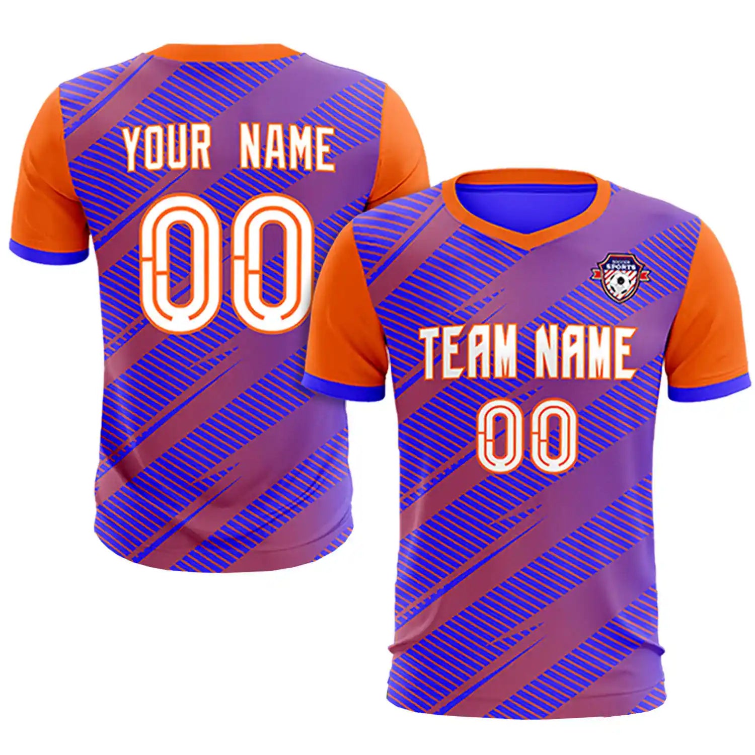 Custom Royal Blue Orange Casual Sport Soccer Sets Jersey