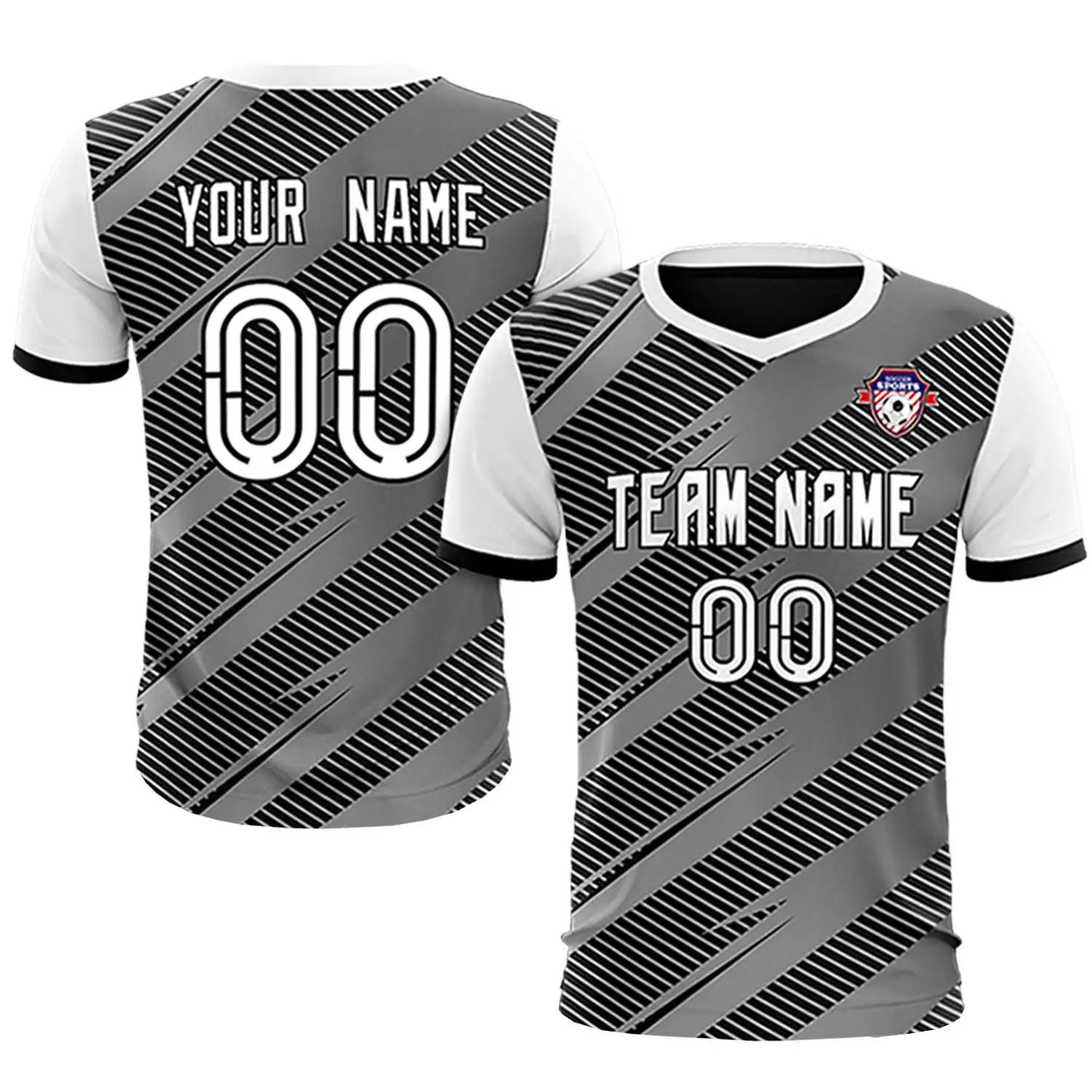 Custom Black White Casual Sport Soccer Sets Jersey