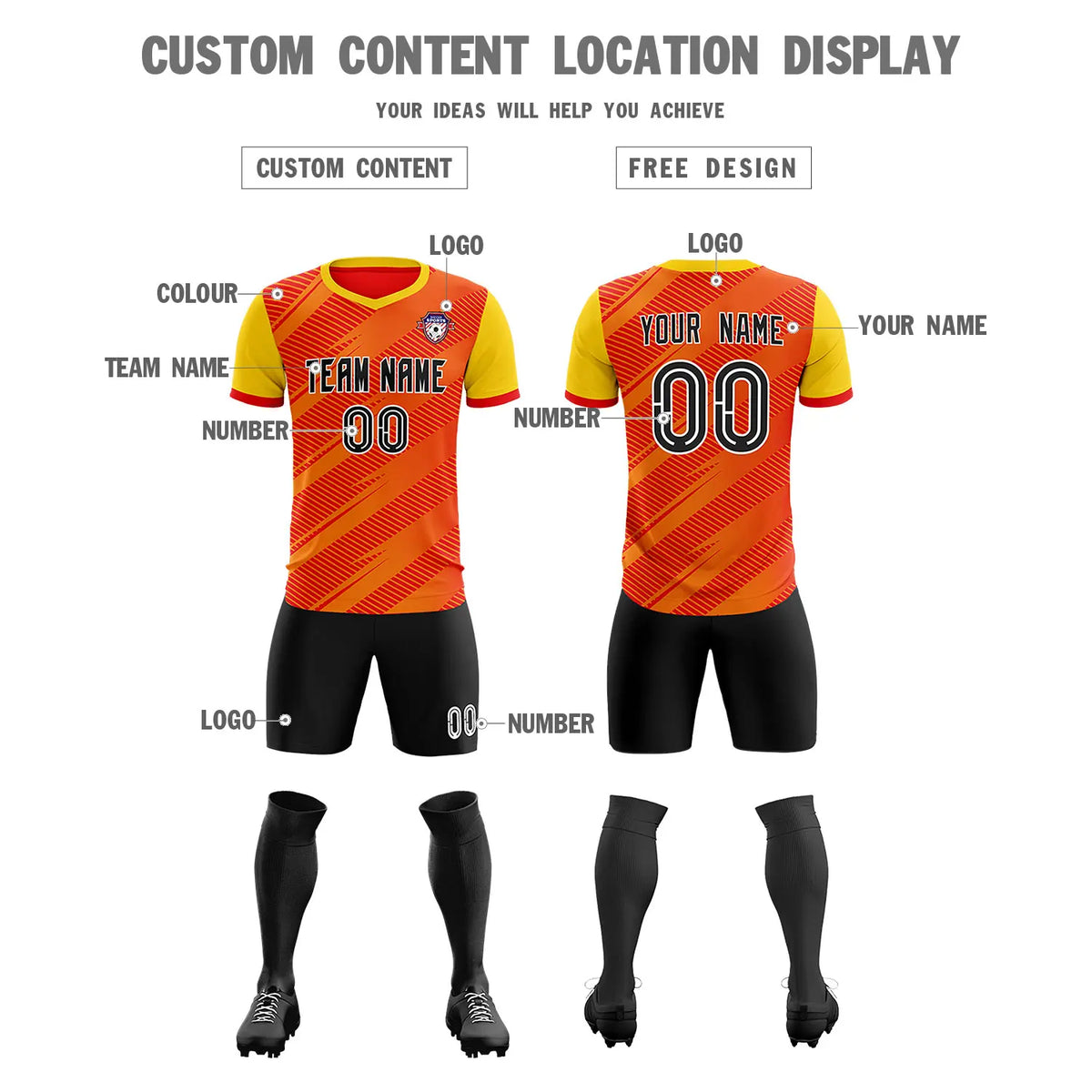 Custom Red Gold01 Casual Sport Soccer Sets Jersey
