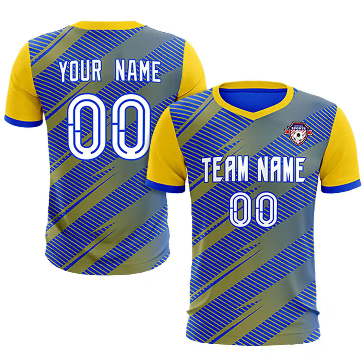 Custom Royal Blue Gold01 Casual Sport Soccer Sets Jersey