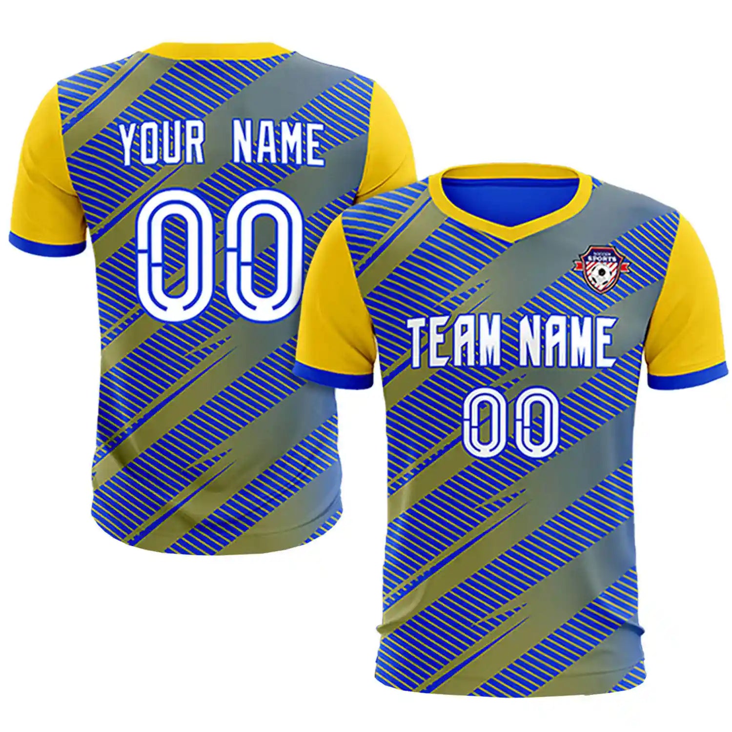 Custom Royal Blue Gold01 Casual Sport Soccer Sets Jersey