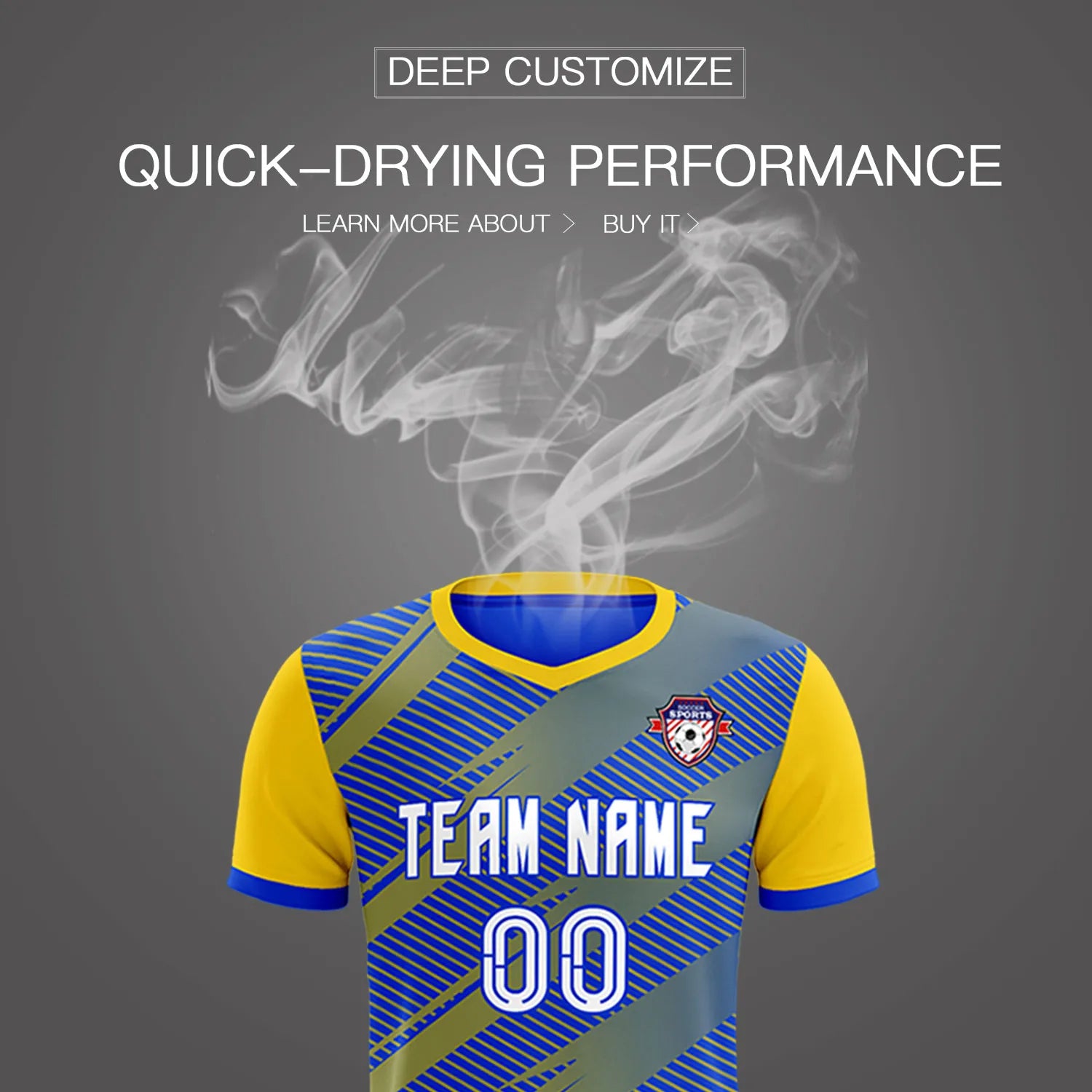Custom Royal Blue Gold01 Casual Sport Soccer Sets Jersey