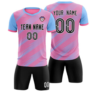 Custom Pink Light Blue Casual Sport Soccer Sets Jersey - Style 1