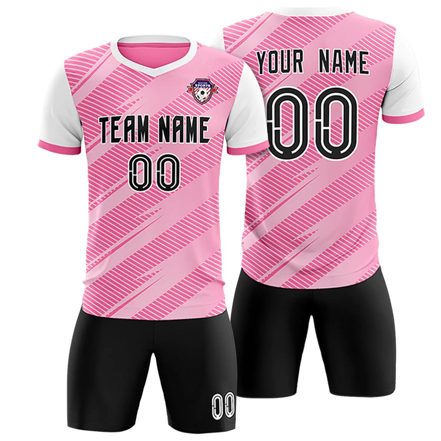 Custom Pink White Casual Sport Soccer Sets Jersey