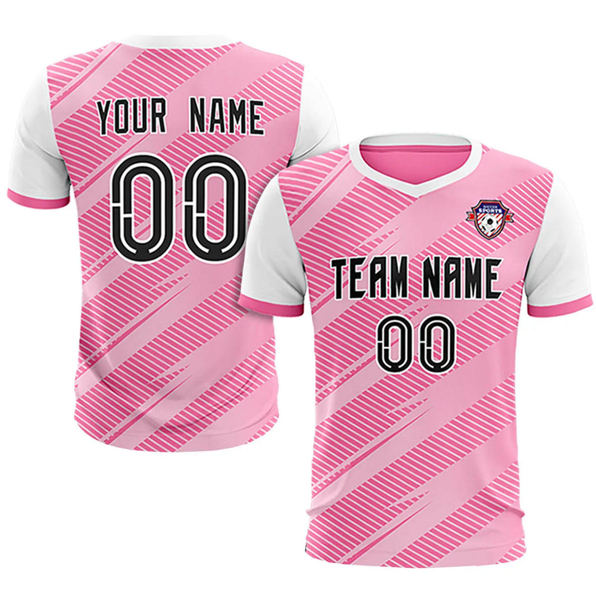 Custom Pink White Casual Sport Soccer Sets Jersey