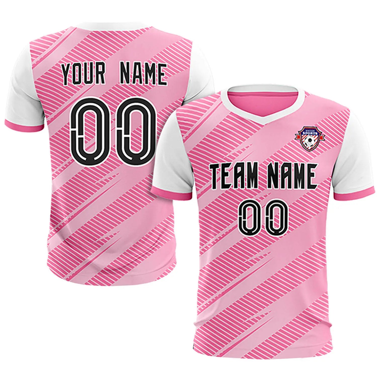 Custom Pink White Casual Sport Soccer Sets Jersey