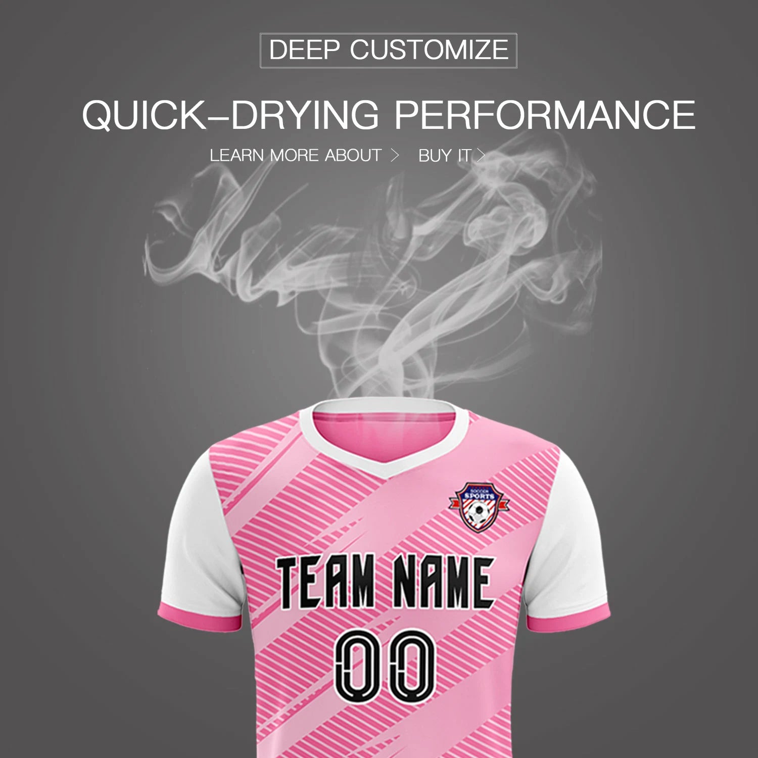 Custom Pink White Casual Sport Soccer Sets Jersey