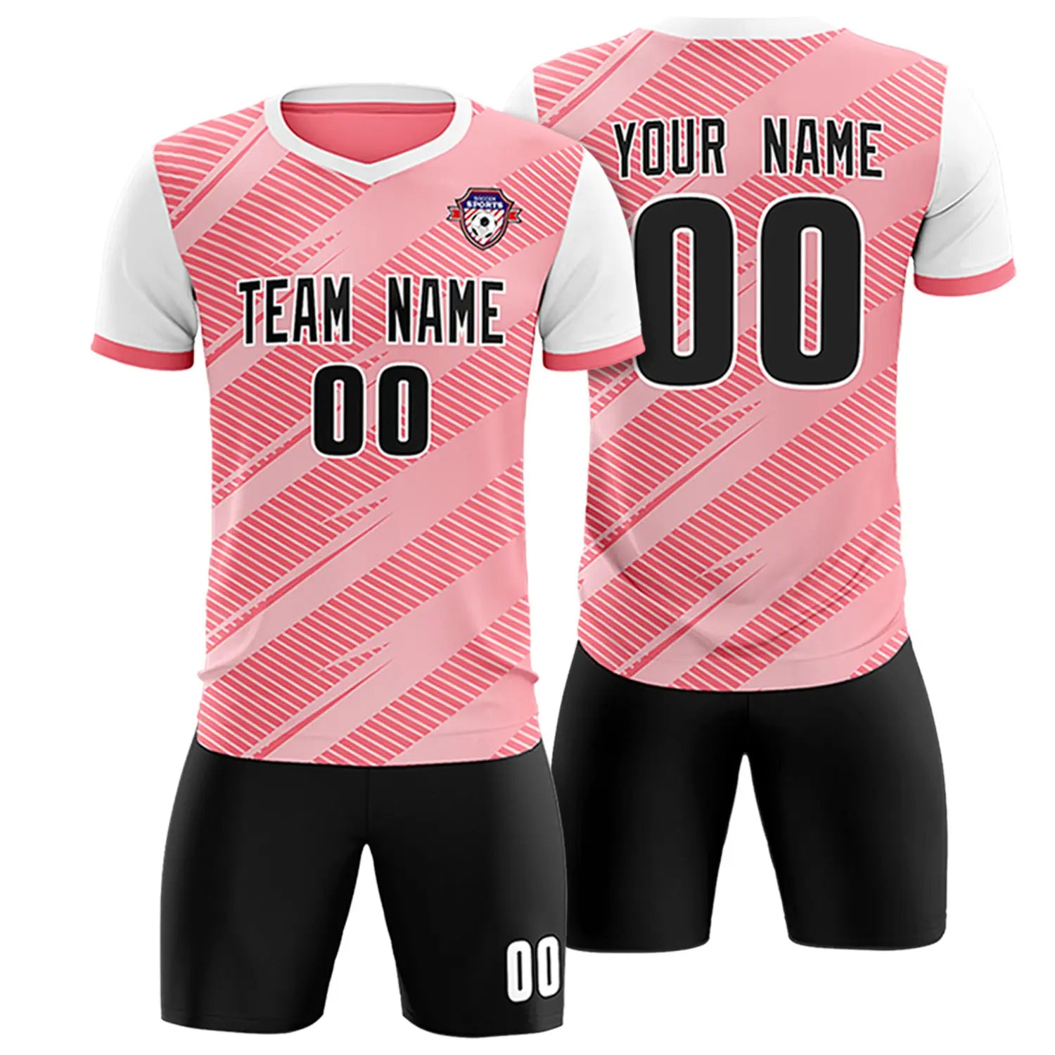 Custom Light Red White Casual Sport Soccer Sets Jersey