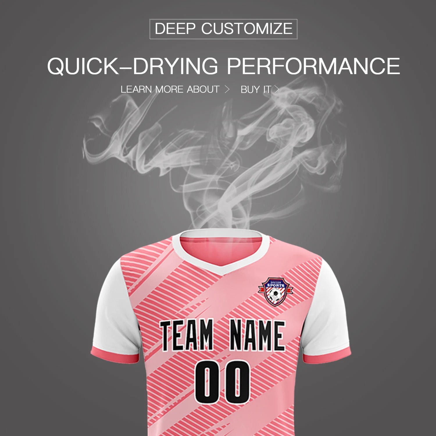 Custom Light Red White Casual Sport Soccer Sets Jersey