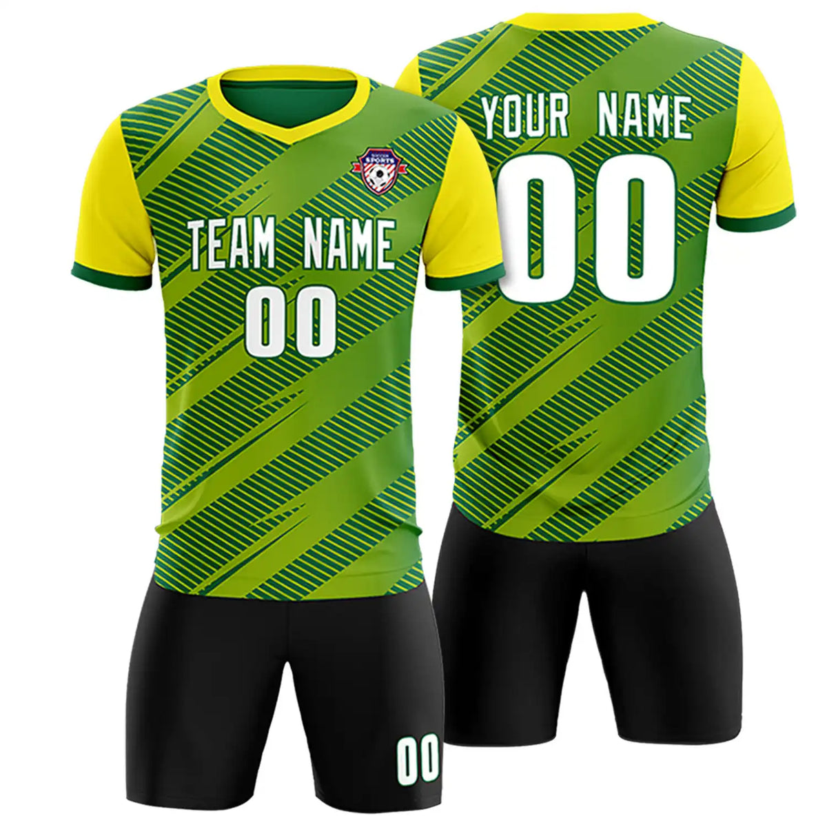 Custom Green Gold01 Casual Sport Soccer Sets Jersey