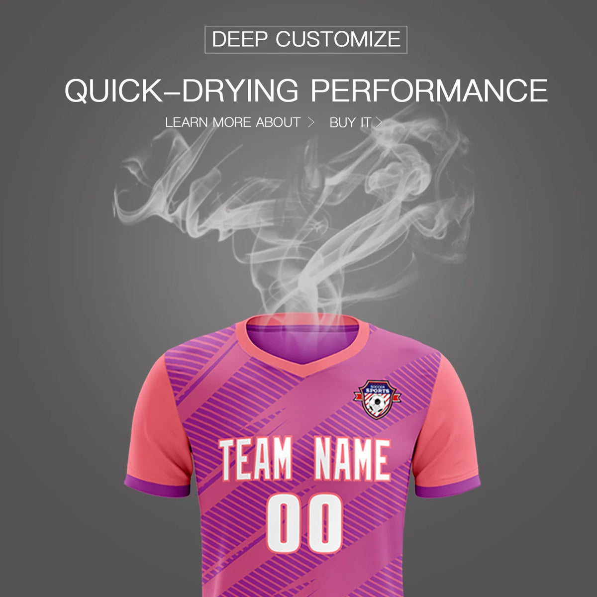 Custom Pink Light Red Casual Sport Soccer Sets Jersey