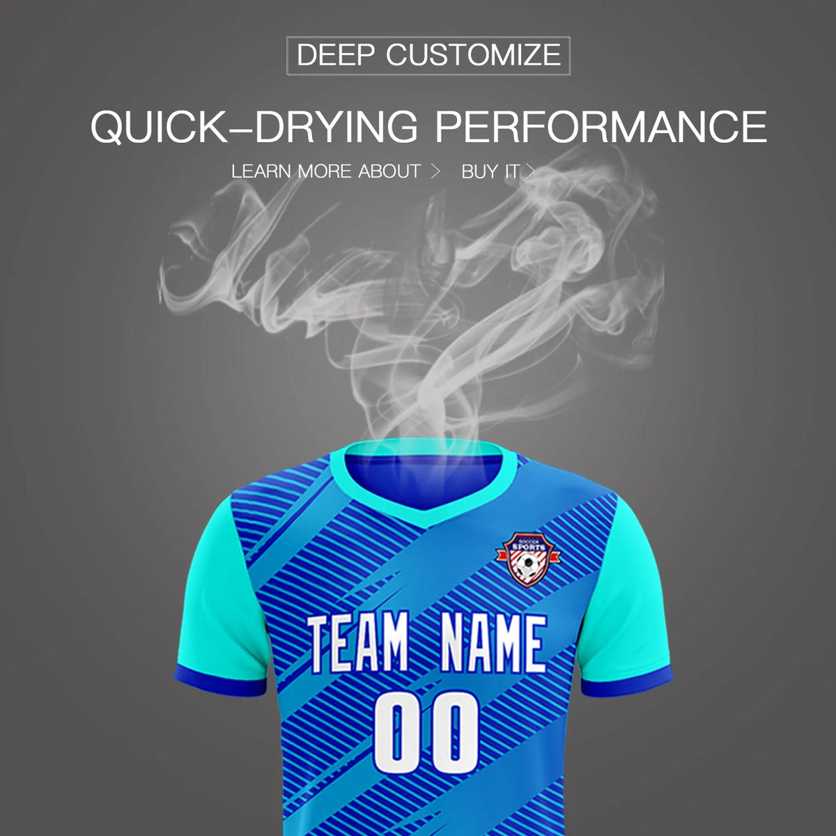 Custom Royal Blue Sky Blue Casual Sport Soccer Sets Jersey