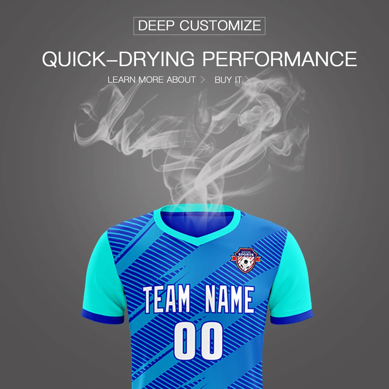 Custom Royal Blue Sky Blue Casual Sport Soccer Sets Jersey