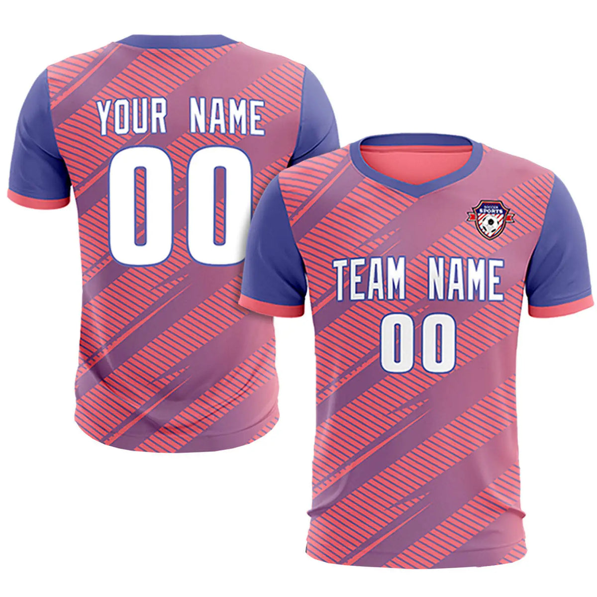 Custom Light Red Light Purple Casual Sport Soccer Sets Jersey