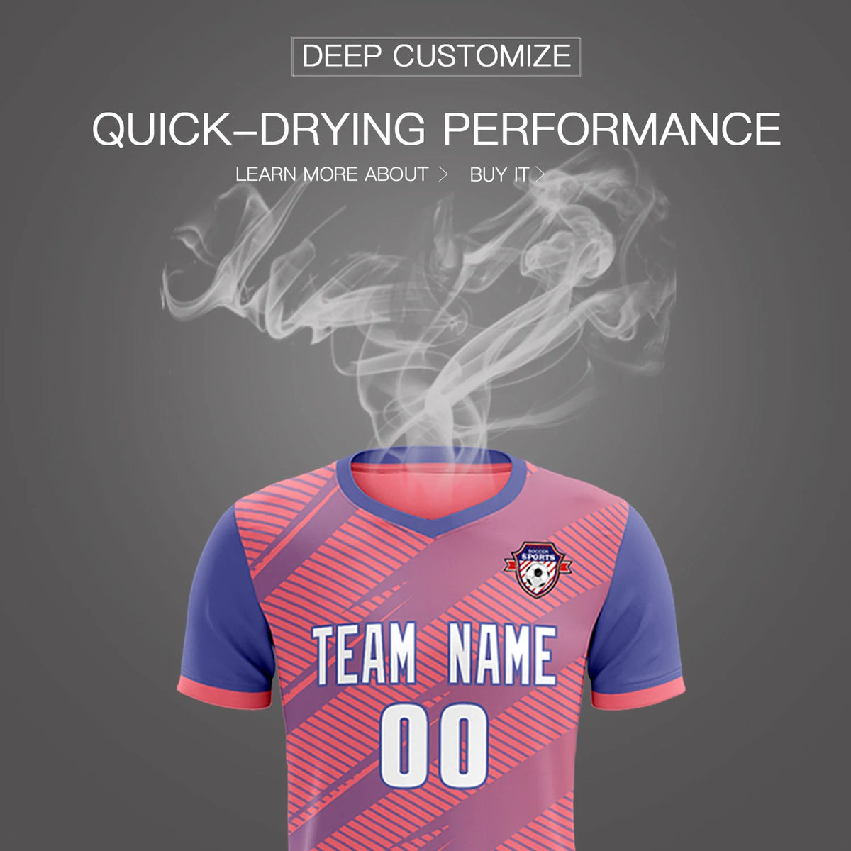 Custom Light Red Light Purple Casual Sport Soccer Sets Jersey