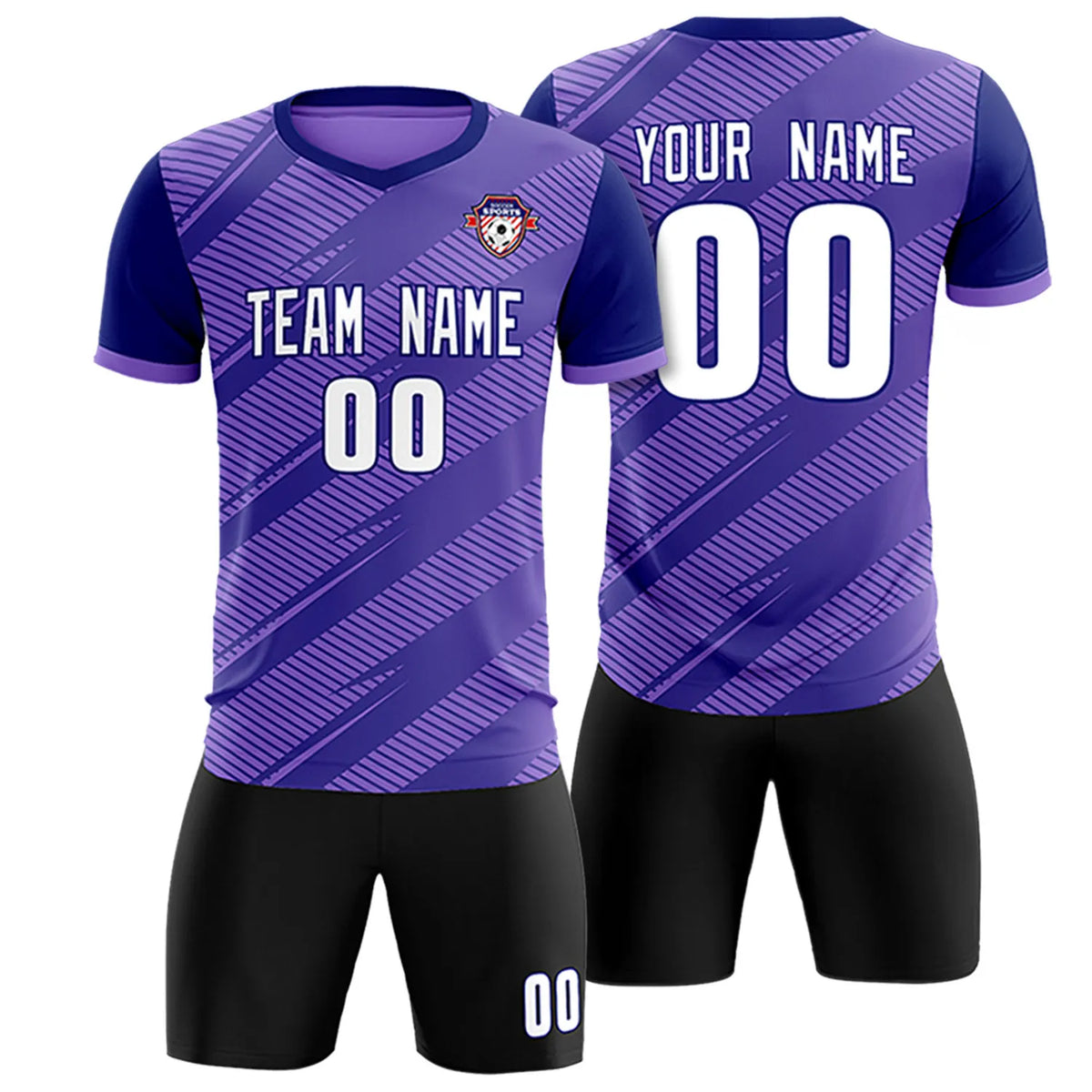 Custom Light Purple Navy Casual Sport Soccer Sets Jersey