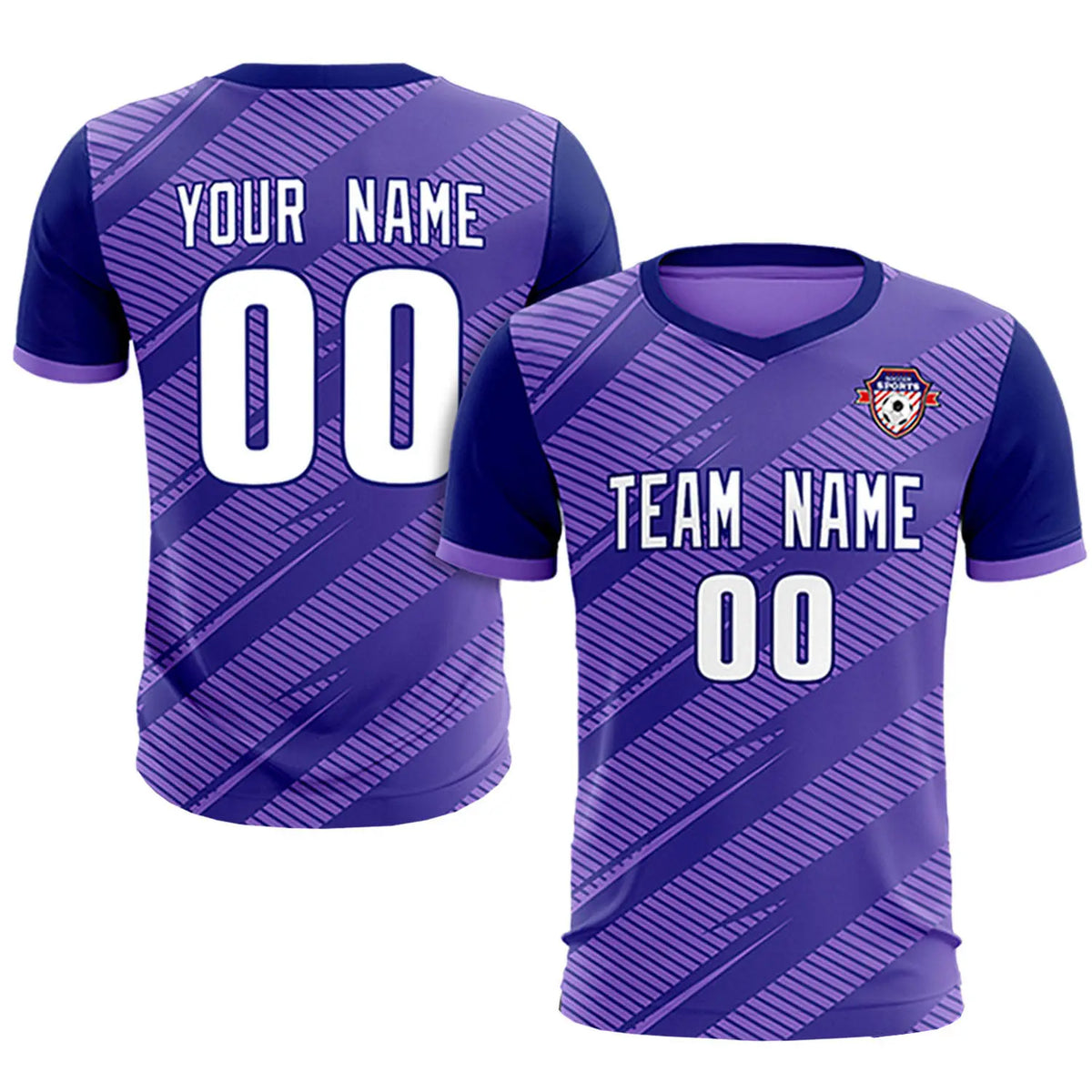Custom Light Purple Navy Casual Sport Soccer Sets Jersey