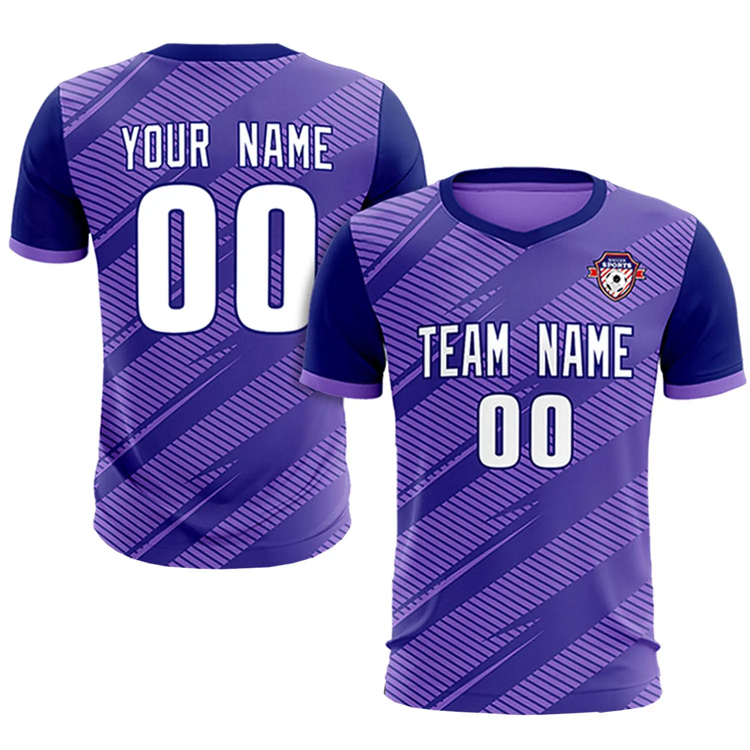 Custom Light Purple Navy Casual Sport Soccer Sets Jersey