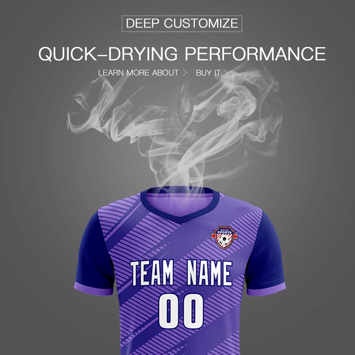 Custom Light Purple Navy Casual Sport Soccer Sets Jersey