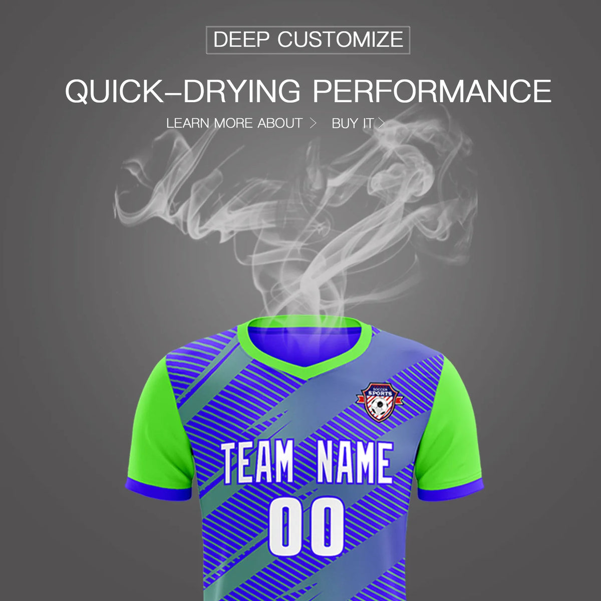 Custom Royal Blue Neon Green Casual Sport Soccer Sets Jersey