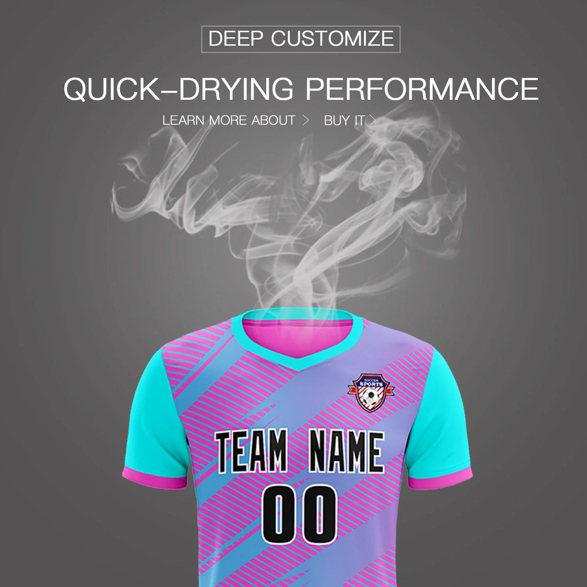 Custom Pink Sky Blue Casual Sport Soccer Sets Jersey