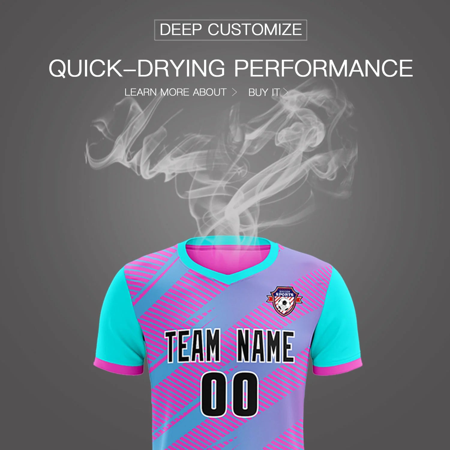 Custom Pink Sky Blue Casual Sport Soccer Sets Jersey